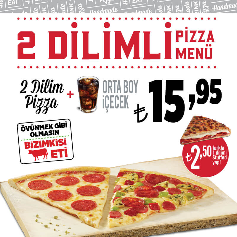 2 Dilim Pizza ve Orta Boy İçecek Sbarro Kampanya ve Menüleri Sbarro